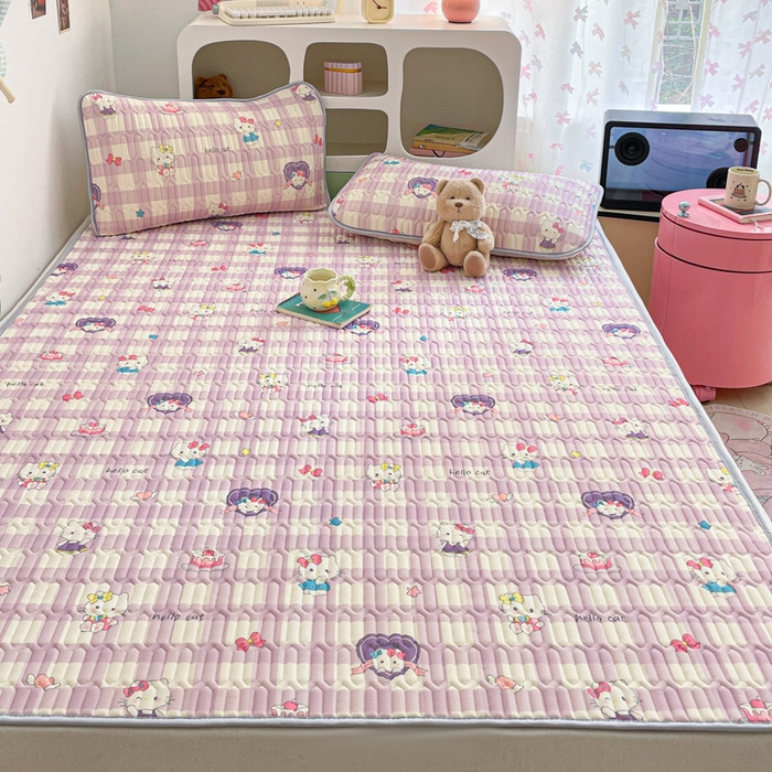 91家纺网 家纺一手货源 找家纺 贝扬思家纺 2025新款亲肤舒适可爱乳胶凉席席子系列 零碎小猫