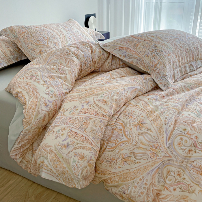 91家纺网 家纺一手货源 找家纺 棉生活家纺 2025新款天丝莱赛尔印花四件套 莉格西塔