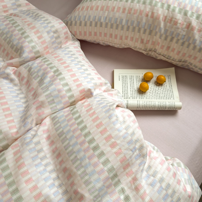 91家纺网 家纺一手货源 找家纺 塔塔家居  2025新款全棉纯棉双层纱床单床笠单品 多彩