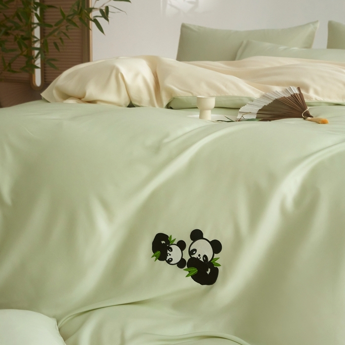 91家纺网 家纺一手货源 找家纺 金奇达家纺 2025新款竹玉清丝四件套-墨隐竹笙【标准号全网控价（折后券后）不低于228元】 墨隐竹笙-绿