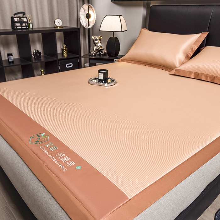 91家纺网 家纺一手货源 找家纺 全季家居 2025新款5A加厚加密艾草碳光席冰丝席 床席-奶咖