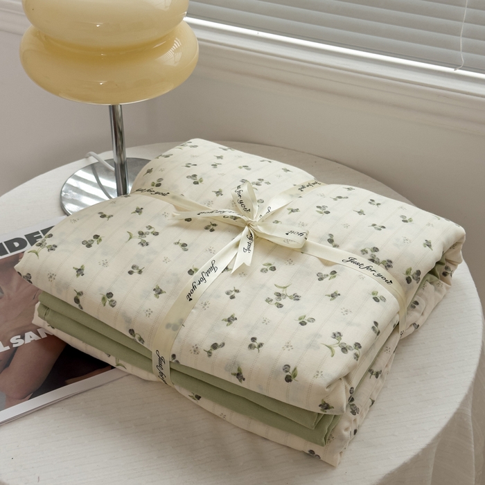 91家纺网 家纺一手货源 找家纺 塔塔家居  2025新款全棉纯棉双层纱床单床笠单品 晨露