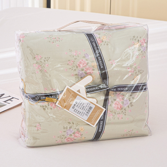 91家纺网 家纺一手货源 找家纺 蕾诺家纺 2025新款直播新款A类有氧提花云纱棉圆角吊边工艺四件套学生三件套 晴天