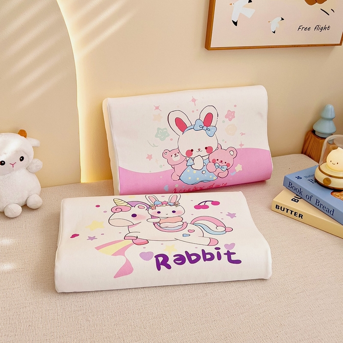 91家纺网 家纺一手货源 找家纺 梵赫 2025新款全棉A类儿童针织棉记忆枕（可拆卸） 小兔乖乖 单枕套