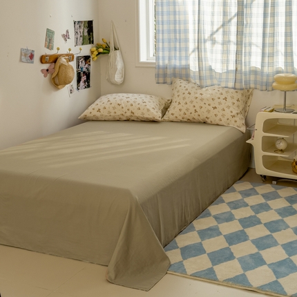 91家纺网 家纺一手货源 找家纺 塔塔家居  2025新款全棉纯棉双层纱床单床笠单品 睡睡熊