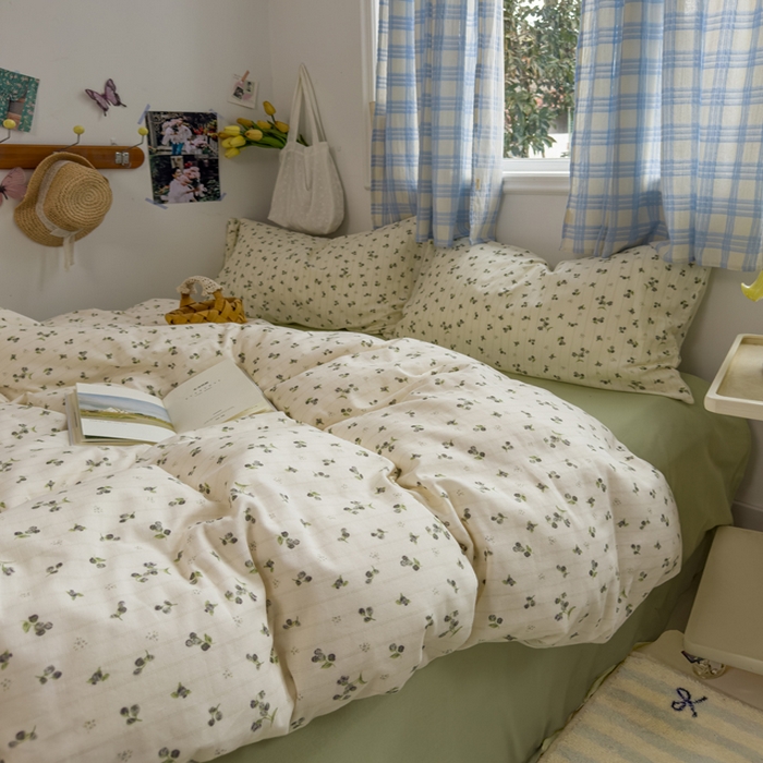 91家纺网 家纺一手货源 找家纺 塔塔家居  2025新款全棉纯棉双层纱床单床笠单品 晨露