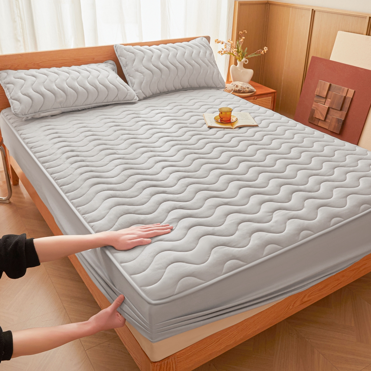 91家纺网 家纺一手货源 找家纺 （总）初心家纺 2025新款原棉夹棉防水床笠床护罩席梦思保护套防水床罩