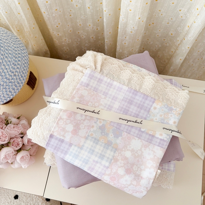 91家纺网 家纺一手货源 找家纺 于果 2025新款全棉双层纱花边款 山花浪漫