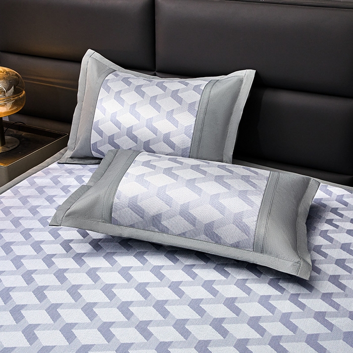 91家纺网 家纺一手货源 找家纺 全季家居 2025新款5A抗菌3D立体冰柔凉感冰丝席 菱形-天蓝 床席款