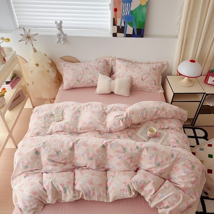 91家纺网 家纺一手货源 找家纺 （总）于果 2025新款全棉双层纱花边款