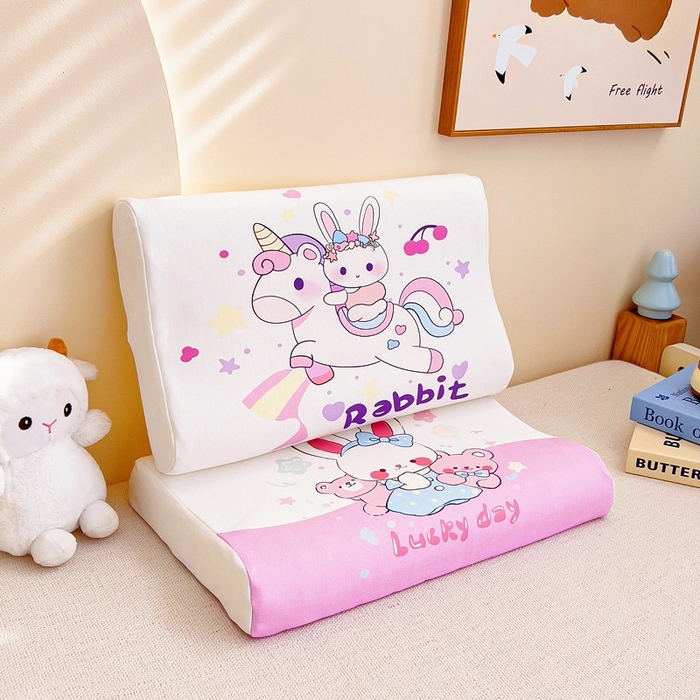 91家纺网 家纺一手货源 找家纺 梵赫 2025新款全棉A类儿童针织棉记忆枕（可拆卸） 独角马 30*50  含芯