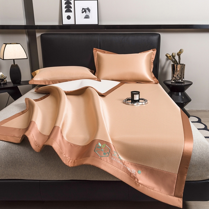 91家纺网 家纺一手货源 找家纺 全季家居 2025新款5A加厚加密艾草碳光席冰丝席 床席-奶咖