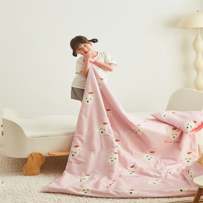 91家纺网 家纺一手货源 找家纺 艾佳宝贝 2025A类儿童全棉多功能单被套可拆式夏被四季被子 乖萌小狗