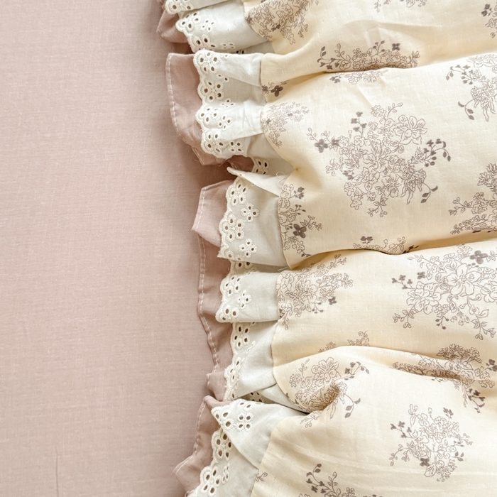 91家纺网 家纺一手货源 找家纺 晨晨家纺2025新款全棉双层花边双层纱四件套 雪莉-咖