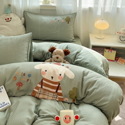 莱米家纺 2025新款全棉双层纱数码印花四件套 喜羊羊