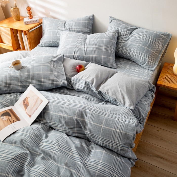 91家纺网 家纺一手货源 找家纺 2025新款A类色织水洗棉单被套 柏林兰