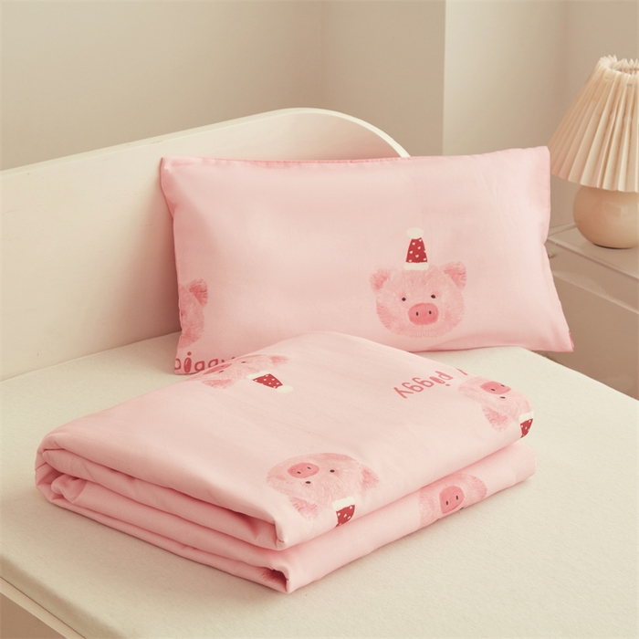 91家纺网 家纺一手货源 找家纺 艾佳宝贝 2025A类儿童全棉多功能单被套可拆式夏被四季被子 乖巧萌猪