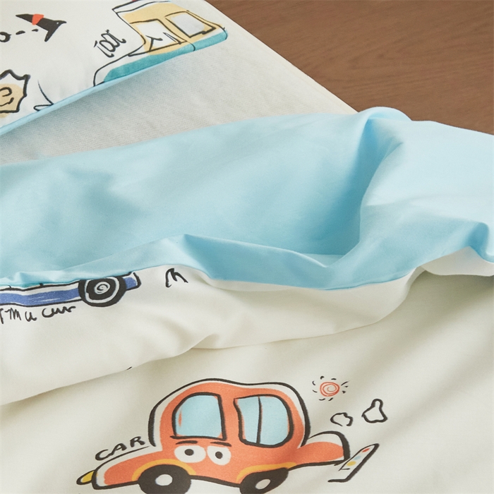 91家纺网 家纺一手货源 找家纺 艾佳宝贝 2025A类儿童全棉多功能单被套可拆式夏被四季被子 巴士汽车