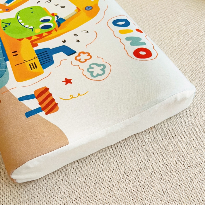 91家纺网 家纺一手货源 找家纺 梵赫 2025新款全棉A类儿童针织棉记忆枕（可拆卸） 挖掘机恐龙 30*50  含芯