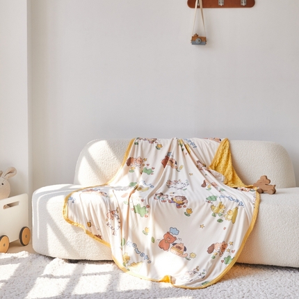 91家纺网 家纺一手货源 找家纺 （总）艾佳宝贝 2025新款A类针织豆豆儿童多功能宿舍午睡安抚盖毯