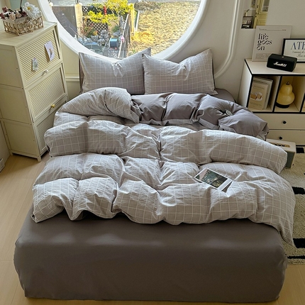 91家纺网 家纺一手货源 找家纺 （总）田野2025新款全棉皱皱纱四件套