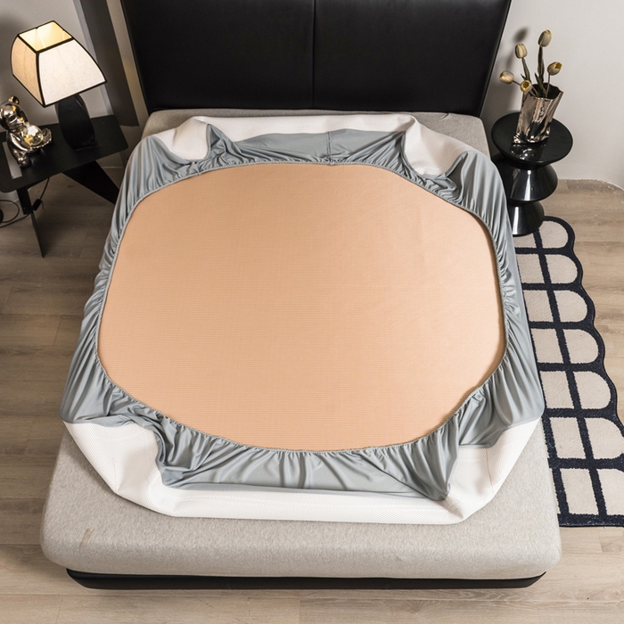 91家纺网 家纺一手货源 找家纺 全季家居 2025新款5A加厚加密艾草碳光席冰丝席 床笠-奶咖