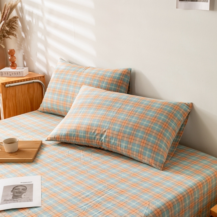 91家纺网 家纺一手货源 找家纺 2025新款A类色织水洗棉单被套 芳华绿