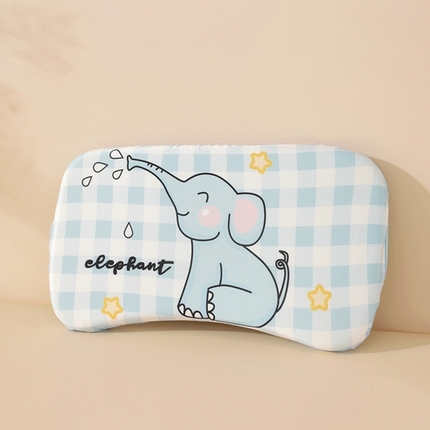 温蔓2025新款冰感丝卡通印花婴童枕 蓝小象25*45整体加内胆