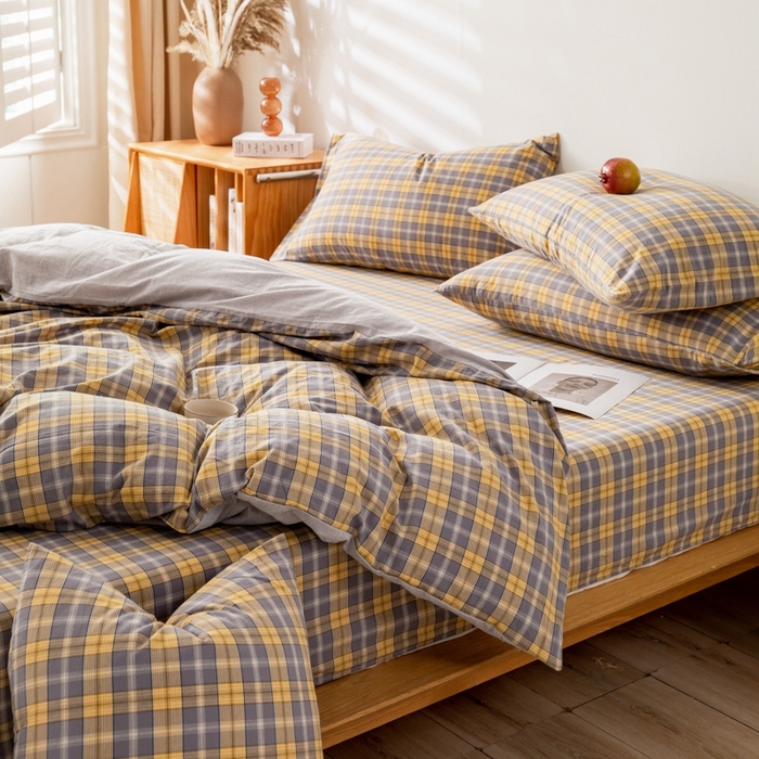 91家纺网 家纺一手货源 找家纺 2025新款A类色织水洗棉单被套 芳华灰