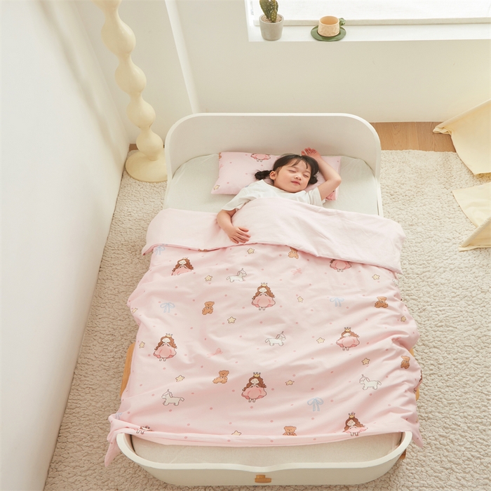 91家纺网 家纺一手货源 找家纺 艾佳宝贝 2025A类儿童全棉多功能单被套可拆式夏被四季被子 甜甜小公主