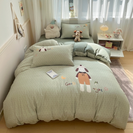 91家纺网 家纺一手货源 找家纺 （总）莱米家纺 2025新款全棉双层纱数码印花四件套