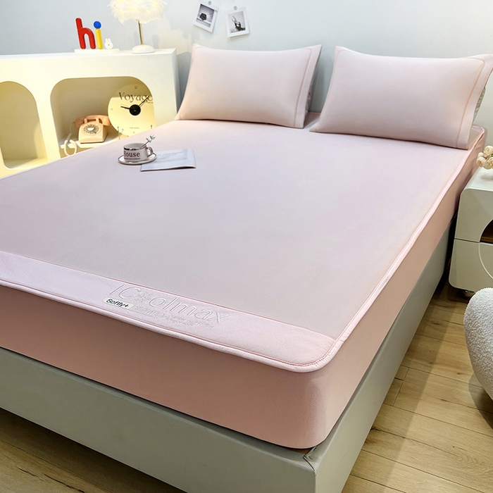 91家纺网 家纺一手货源 找家纺 全季家居 2025新款5A抗菌ICE系列凉感冰丝席 淡粉 床笠款