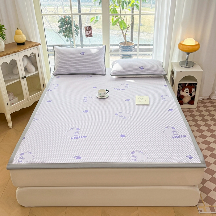 91家纺网 家纺一手货源 找家纺 卡伦2025新款冰丝豆豆凉席床席系列 卡皮巴拉-紫