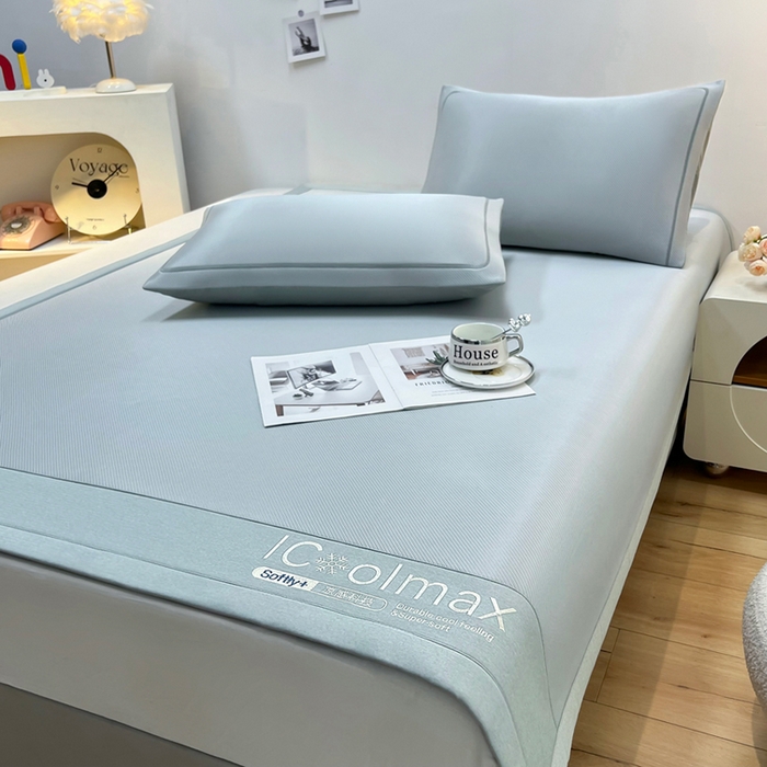 91家纺网 家纺一手货源 找家纺 全季家居 2025新款5A抗菌ICE系列凉感冰丝席 浅灰 床席款