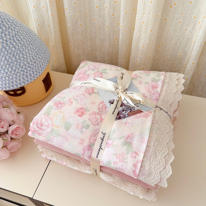 91家纺网 家纺一手货源 找家纺 于果 2025新款全棉双层纱花边款 欧若拉