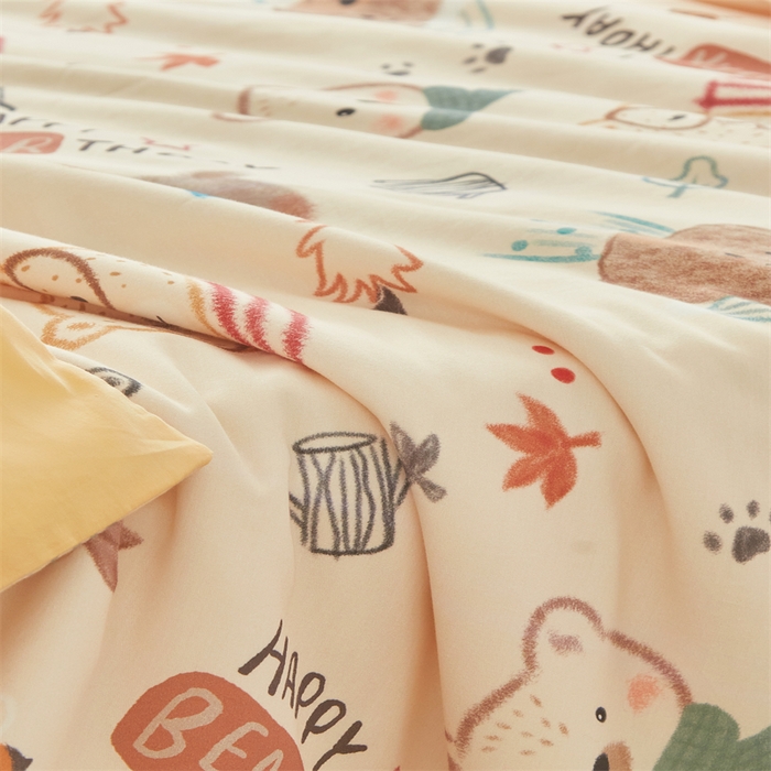 91家纺网 家纺一手货源 找家纺 艾佳宝贝 2025A类儿童全棉多功能单被套可拆式夏被四季被子 憨憨萌熊