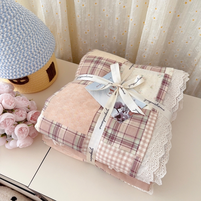 91家纺网 家纺一手货源 找家纺 于果 2025新款全棉双层纱花边款 达令