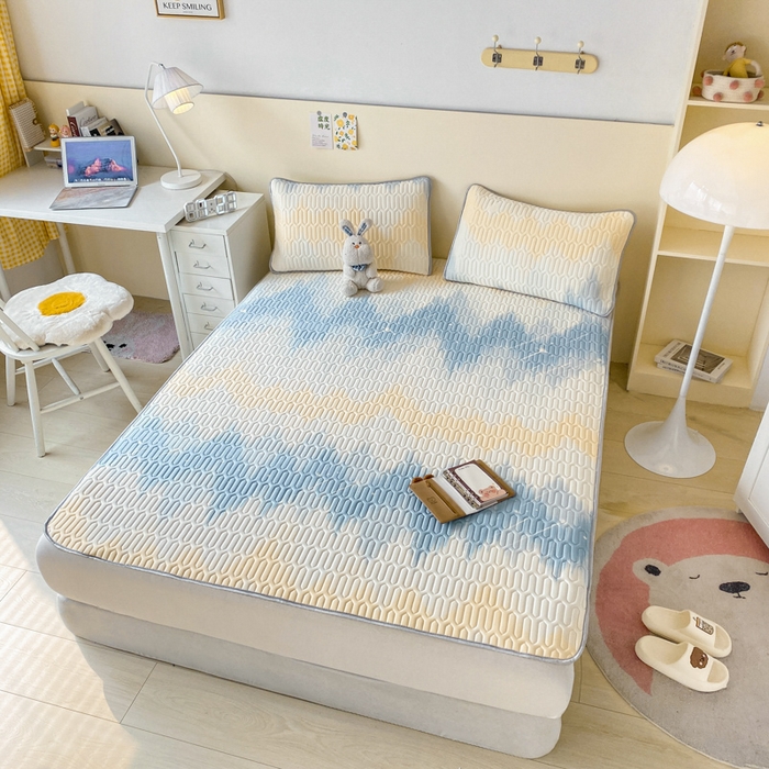 91家纺网 家纺一手货源 找家纺 （总）欧邦 2025新款乳胶凉席三件套可配同款凉感丝夏被四件套