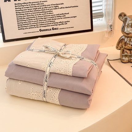 91家纺网 家纺一手货源 找家纺 （总）凯洛奇 2025新款1法式小清新蕾丝花边水洗棉四件套-风格二【提供买家秀】