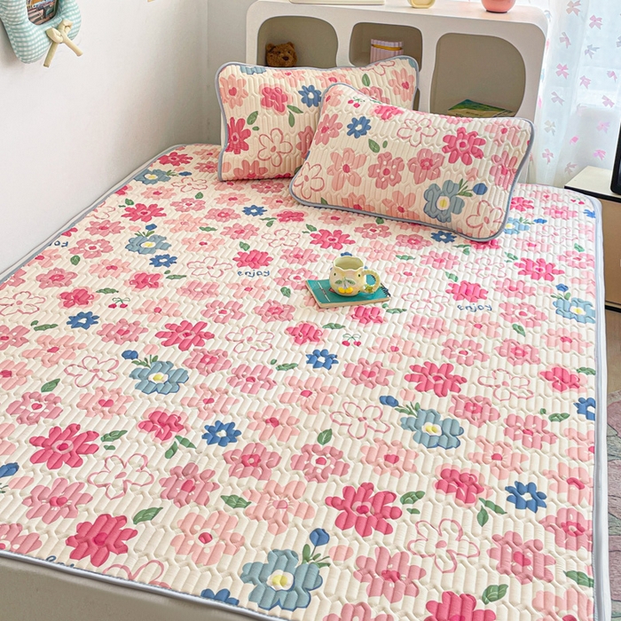 91家纺网 家纺一手货源 找家纺 贝扬思家纺 2025新款亲肤舒适可爱乳胶凉席席子系列 半纸恋章