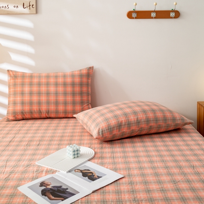 91家纺网 家纺一手货源 找家纺 2025新款A类色织水洗棉单被套 芳华粉