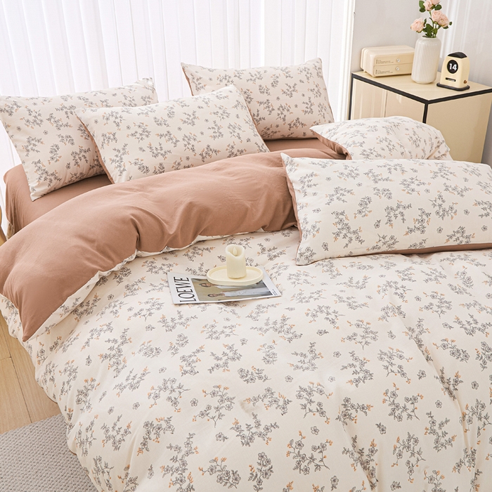 91家纺网 家纺一手货源 找家纺 蕾诺家纺 2025新款直播新款A类有氧提花云纱棉圆角吊边工艺四件套学生三件套 普罗旺斯