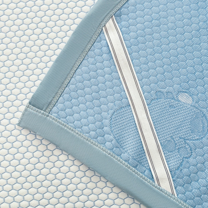 91家纺网 家纺一手货源 找家纺 卡伦2025新款冰丝豆豆凉席床席系列 卡皮巴拉-蓝