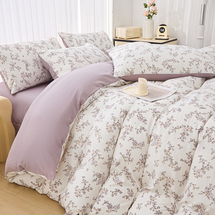 91家纺网 家纺一手货源 找家纺 蕾诺家纺 2025新款直播新款A类有氧提花云纱棉圆角吊边工艺四件套学生三件套 莱茵