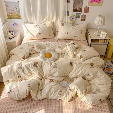 耀悦家纺 2025新款12868纯棉四件套全棉套件第二弹 优雅蝴蝶结小狗