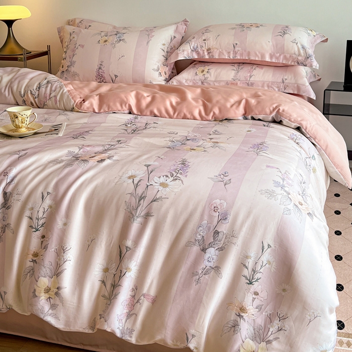 91家纺网 家纺一手货源 找家纺 棉生活家纺 2025新款天丝莱赛尔印花四件套 雅梦