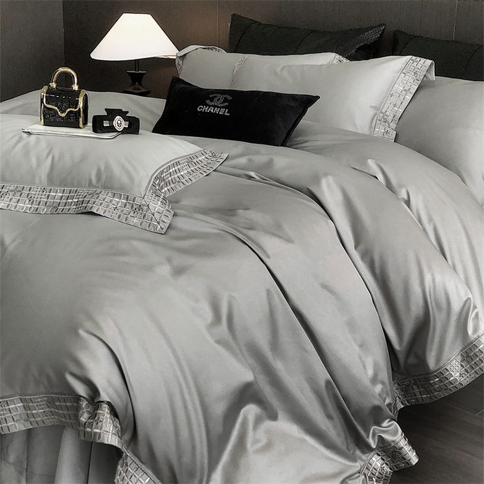 91家纺网 家纺一手货源 找家纺 保罗圣迪奥 2025新款简约款全棉长绒棉四件套—星阑 星阑-绅士灰