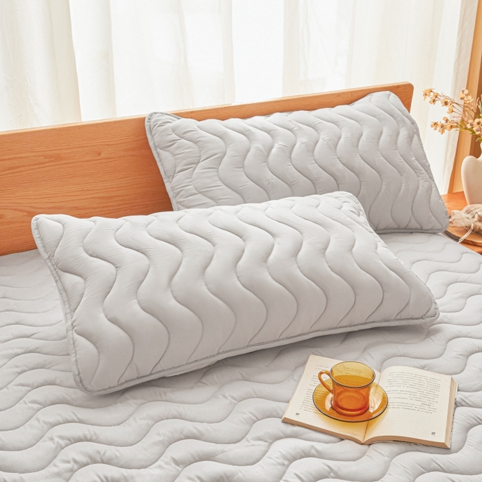 91家纺网 家纺一手货源 找家纺 初心家纺 2025新款原棉防水夹棉窗帘床护罩单件席梦思保护套防水床罩 浅灰