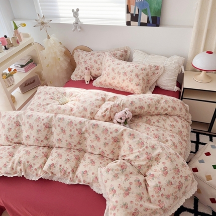 于果 2025新款全棉双层纱花边款 蒂芙娜