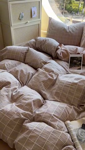 91家纺网 家纺一手货源 找家纺 田野 2025新款全棉水洗棉提花锦绣系列四件套 锦绣-卡其